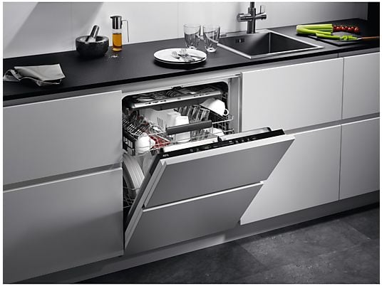 Lavavajillas integrable - AEG FSE76727P, 14 servicios, 7 programas, 60 cm, GlassCare, Tercera Bandeja, Sin panelar