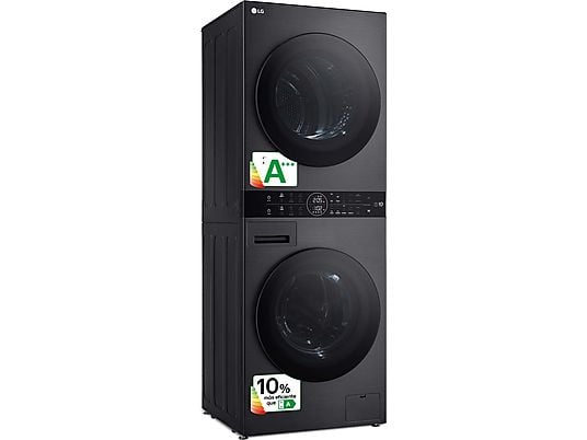 Lavadora secadora - LG WT1210BBF, Torre de lavado 12/10 kg, TurboWash™, Smart Pairing™, Inox grafito