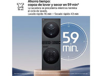 Lavadora secadora - LG WT1210BBF, Torre de lavado 12/10 kg, TurboWash™, Smart Pairing™, Inox grafito