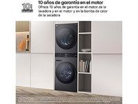 Lavadora secadora - LG WT1210BBF, Torre de lavado 12/10 kg, TurboWash™, Smart Pairing™, Inox grafito