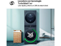 Lavadora secadora - LG WT1210BBF, Torre de lavado 12/10 kg, TurboWash™, Smart Pairing™, Inox grafito
