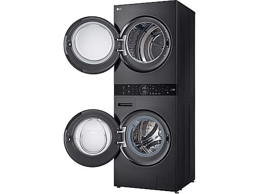 Lavadora secadora - LG WT1210BBF, Torre de lavado 12/10 kg, TurboWash™, Smart Pairing™, Inox grafito