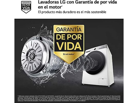 Lavadora secadora - LG F4DR9513A2W, 13 Kg + 7 Kg, 1400 rpm, 14 programas, AI Direct Drive™, TurboWash™360, Autodosificación, Blanco