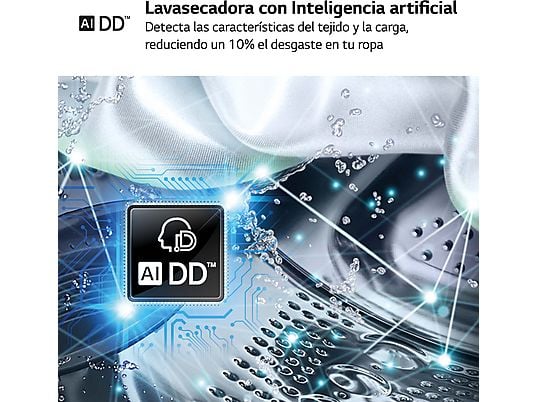Lavadora secadora - LG F4DR9513A2W, 13 Kg + 7 Kg, 1400 rpm, 14 programas, AI Direct Drive™, TurboWash™360, Autodosificación, Blanco