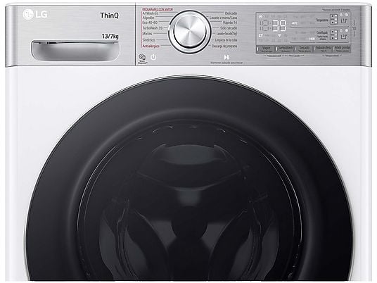Lavadora secadora - LG F4DR9513A2W, 13 Kg + 7 Kg, 1400 rpm, 14 programas, AI Direct Drive™, TurboWash™360, Autodosificación, Blanco