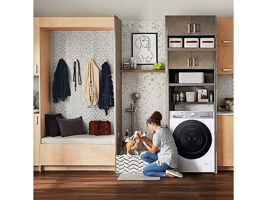 Lavadora secadora - LG F4DR9513A2W, 13 Kg + 7 Kg, 1400 rpm, 14 programas, AI Direct Drive™, TurboWash™360, Autodosificación, Blanco