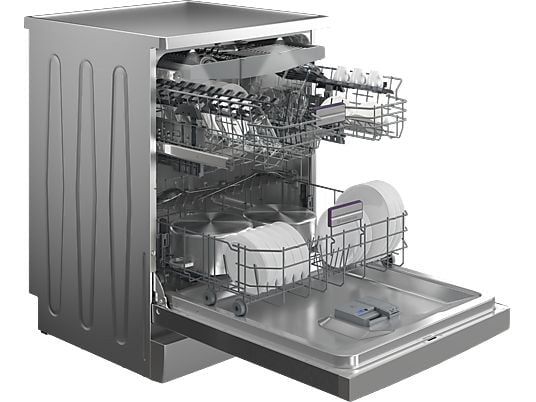 Lavavajillas - Beko BDFN36650XC, 16 Servicios, 11 Programas, 60 cm, Tercera bandeja, CornerIntense, DeepWash, Inox