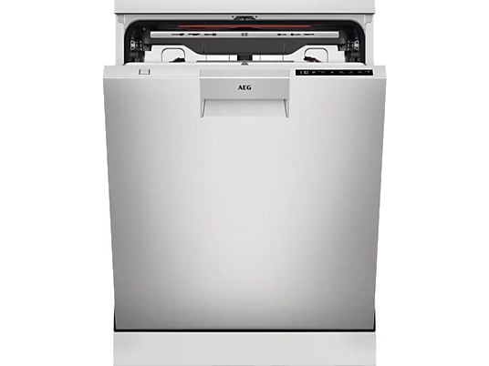 Lavavajillas - AEG FFB75717PM, 14 servicios, 9 programas, 60 cm, Tercera bandeja, AirDry, Inox Antihuellas