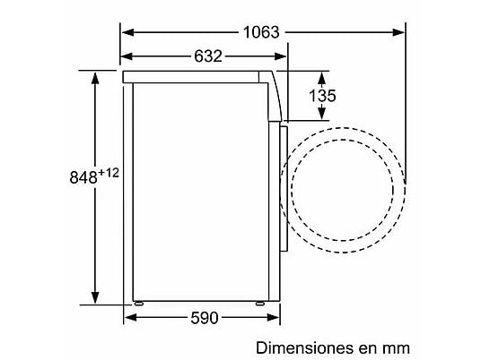 Lavadora carga frontal - Bosch WGE03200ES,Serie 2, 8 kg, 1.200 rpm, 13 programas, Higiene Plus, Motor EcoSilence, Blanco