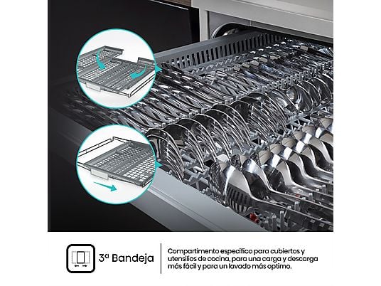 Lavavajillas - Hisense HS623D10X, 14 servicios, 7 programas, 60 cm, Media Carga, Tercera bandeja, Inox