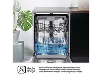 Lavavajillas - Hisense HS623D10X, 14 servicios, 7 programas, 60 cm, Media Carga, Tercera bandeja, Inox