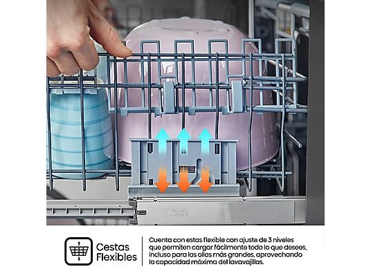 Lavavajillas - Hisense HS623D10X, 14 servicios, 7 programas, 60 cm, Media Carga, Tercera bandeja, Inox