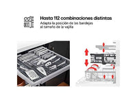 Lavavajillas - LG DF355FP, 14 servicios, 9 programas, 60 cm, LED táctil, Tercera bandeja, QuadWash™, Acero inoxidable