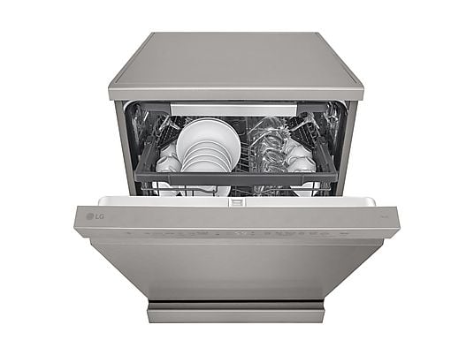 Lavavajillas - LG DF355FP, 14 servicios, 9 programas, 60 cm, LED táctil, Tercera bandeja, QuadWash™, Acero inoxidable
