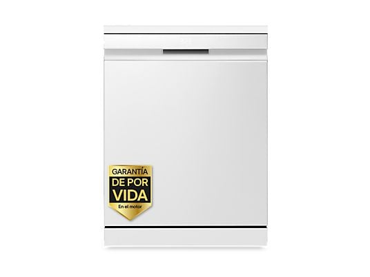 Lavavajillas - LG DF587HHS, 14 servicios, 10 programas, 60 cm, QuadWash™, Tercera Bandeja, ThinQ™, Blanco Marfil