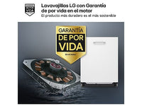 Lavavajillas integrable - LG DB476TXS, 14 servicios, 10 programas, 60 cm, TrueSteam™, Tercera bandeja, Sin panelar