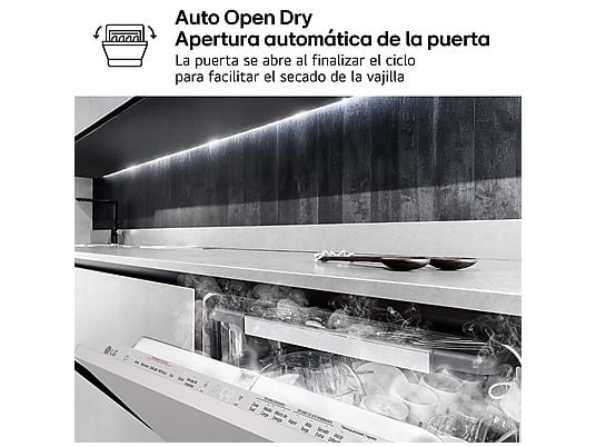 Lavavajillas integrable - LG DB476TXS, 14 servicios, 10 programas, 60 cm, TrueSteam™, Tercera bandeja, Sin panelar
