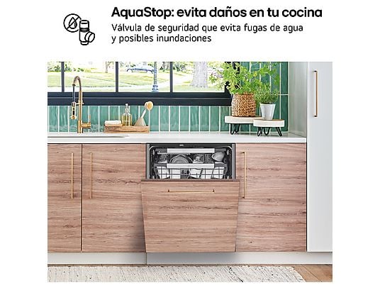 Lavavajillas integrable - LG DB476TXS, 14 servicios, 10 programas, 60 cm, TrueSteam™, Tercera bandeja, Sin panelar
