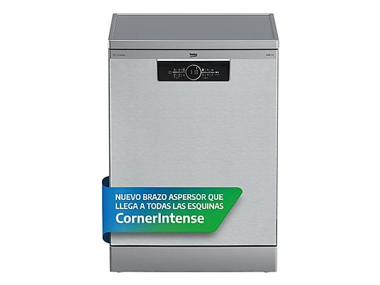 Lavavajillas - Beko BDFN36650XC, 16 Servicios, 11 Programas, 60 cm, Tercera bandeja, CornerIntense, DeepWash, Inox